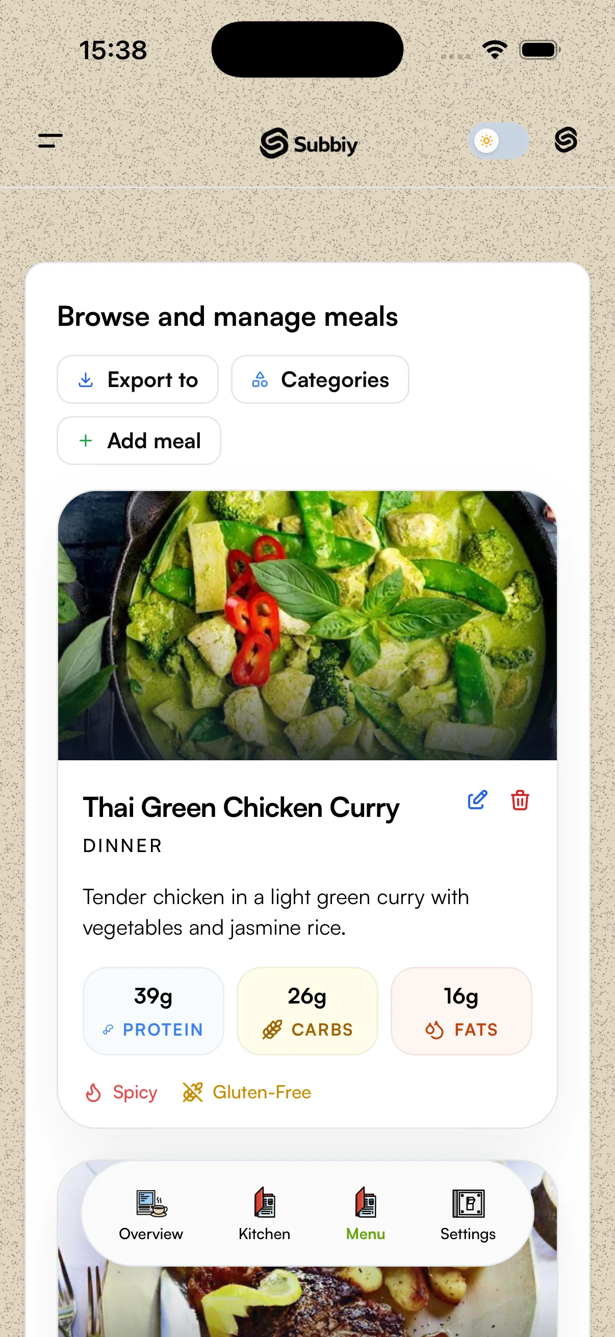 Meals Menu in Subbiy